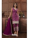 Violet Heavy Thread Embroidered Designer Suit