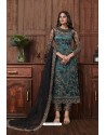 Teal Heavy Thread Embroidered Designer Suit