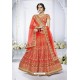 Reddish Orange Heavy Designer Wedding Wear Bridal Lehenga Choli