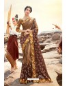 Brown Traditional Wear Satin Lycra Designer Saree