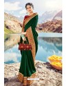 Dark Green Georgette Silk Heavy Worked Designer Saree