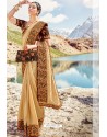 Light Beige Georgette Silk Heavy Worked Designer Saree