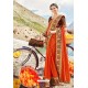 Orange Georgette Silk Heavy Worked Designer Saree