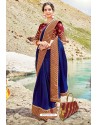 Royal Blue Georgette Silk Heavy Worked Designer Saree