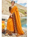 Yellow Georgette Silk Heavy Worked Designer Saree