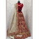 Maroon Velvet Heavy Embroidered Designer Lehenga Choli