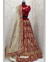 Maroon Velvet Heavy Embroidered Designer Lehenga Choli