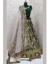 Dark Green Velvet Heavy Embroidered Designer Lehenga Choli