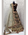 Coffee Velvet Heavy Embroidered Designer Lehenga Choli