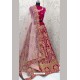 Rani Pink Velvet Heavy Embroidered Designer Lehenga Choli