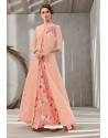 Peach Poly Organdy Latest Party Wear Gown