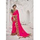 Rani Pink Satin Georgette Embroidered Designer Saree