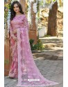 Pink Heavy Embroidery Work Designer Wedding Saree