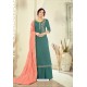 Teal Pure Jam Cotton Hand Worked Designer Suit