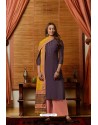 Deep Wine And Peach Muslin Embroidered Straight Suit