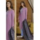 Mauve And Sky Muslin Embroidered Straight Suit