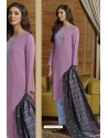 Mauve And Sky Muslin Embroidered Straight Suit