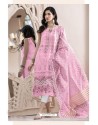 Pink Pure Cotton Party Wear Suit