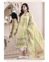 Light Yellow Pure Cotton Party Wear Suit