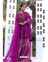 Purple Party Wear Butterfly Net Sharara Suit