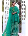 Jade Green Party Wear Butterfly Net Sharara Suit