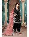 Black Latest Art Silk Patiala Salwar Suit