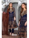 Navy Blue Party Wear Georgette Pakistani Style Suit