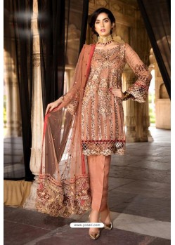 Peach Georgette Party Wear Pakistani Style Suit