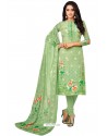 Parrot Green Pure Viscose Designer Churidar Suit