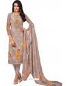 Taupe Pure Viscose Designer Churidar Suit