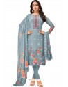 Grey Pure Viscose Designer Churidar Suit