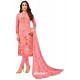 Pink Pure Viscose Designer Churidar Suit