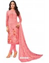 Pink Pure Viscose Designer Churidar Suit