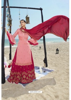 Pink Designer Bridal Wear Heavy Net Lehenga Suit