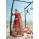 Red And Beige Designer Bridal Wear Heavy Net Lehenga Suit