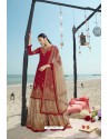 Red And Beige Designer Bridal Wear Heavy Net Lehenga Suit