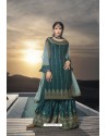 Teal Designer Bridal Wear Heavy Net Lehenga Suit