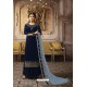 Navy Blue Designer Georgette Embroidered Palazzo Suit