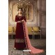 Maroon Designer Georgette Embroidered Palazzo Suit