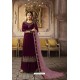 Purple Designer Georgette Embroidered Palazzo Suit