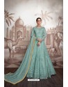 Turquoise Heavy Faux Georgette Stitched Designer Anarkali Suit