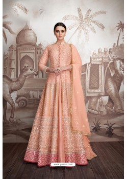 Peach Heavy Faux Georgette Stitched Designer Anarkali Suit