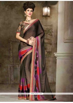 Charming Black Lace Work Contemporary Style Saree