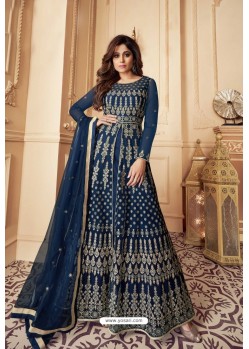 Navy Blue Heavy Designer Butterfly Net Aanarkali Suit