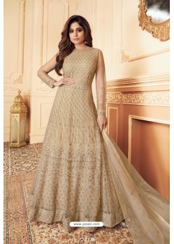 Golden Heavy Designer Butterfly Net Aanarkali Suit