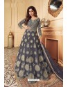 Grey Heavy Designer Butterfly Net Aanarkali Suit