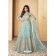 Aqua Blue Heavy Designer Butterfly Net Aanarkali Suit