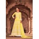 Light Yellow Pure Viscose Georgette Designer Floor Length Suit