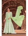 Sea Green Pure Viscose Georgette Designer Floor Length Suit