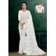 White Net Heavy Resham Embroidered Designer Saree